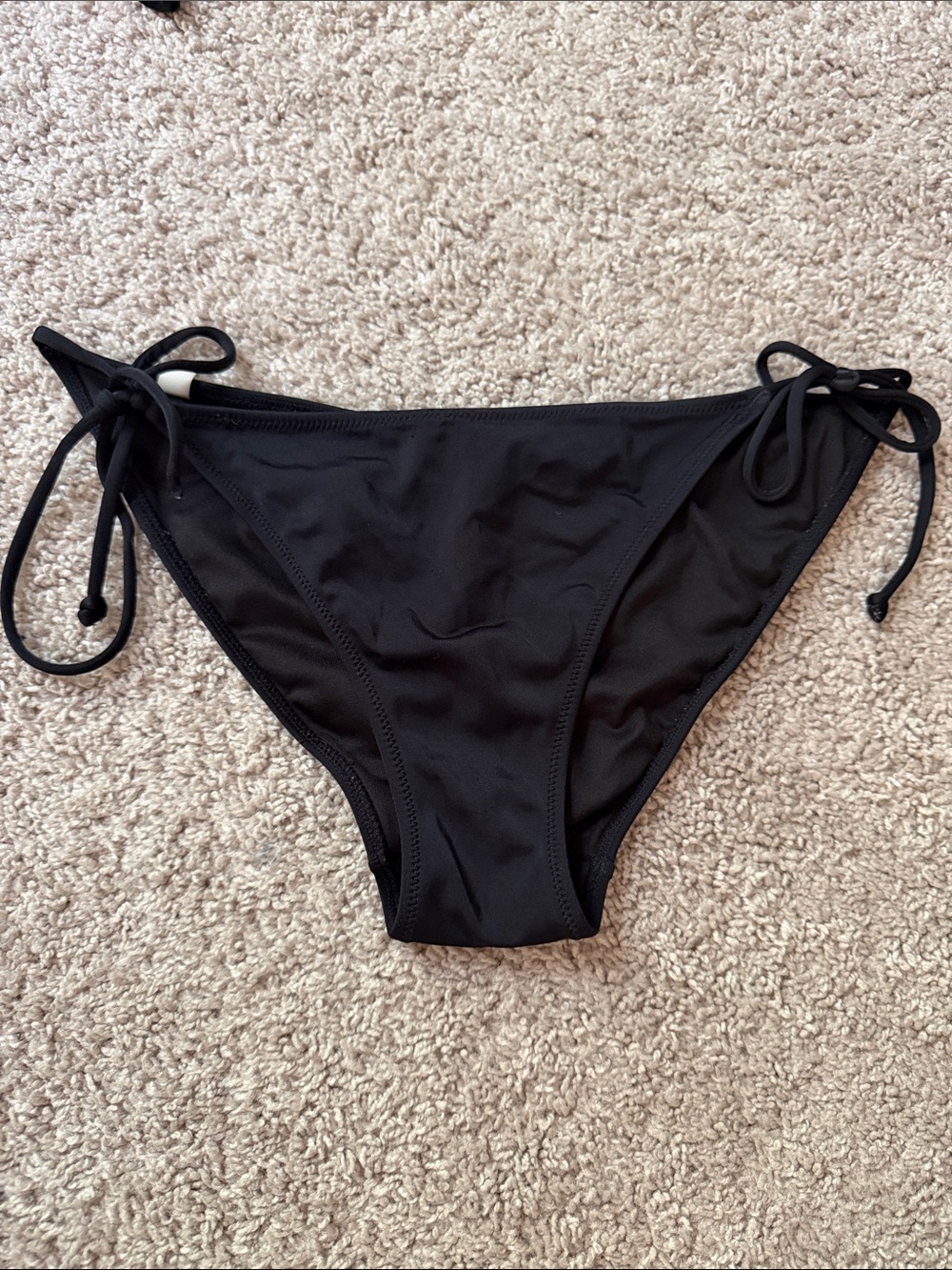 Victoria's Secret Black Smocked Bikini Set with Tie-Side Bottoms
